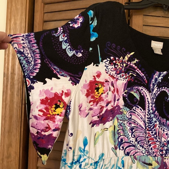 Chicos Short Sleeve Knit Maxi Dress Floral Print Size 2 (12/14) - Picture 13 of 14